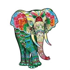Elephant-Shaped Wooden Jigsaw Puzzle
