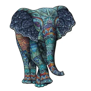 Elephant-Shaped Wooden Jigsaw Puzzle
