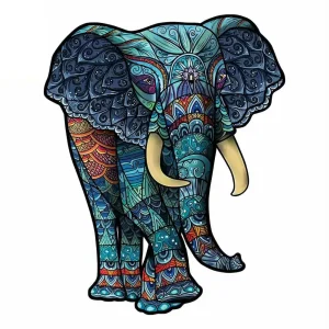 Elephant-Shaped Wooden Jigsaw Puzzle