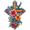 Flowered Cross Wooden Jigsaw Puzzle