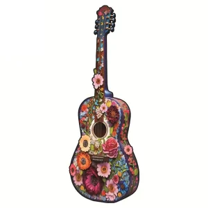 Flowerly Guiter-Shaped Wooden Jigsaw Puzzle