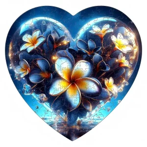 Flowers Heart Shaped Wooden Jigsaw Puzzle