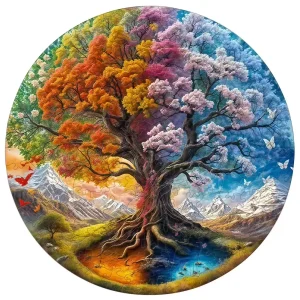 Four Seasons Tree Of Life Wooden Jigsaw Puzzle