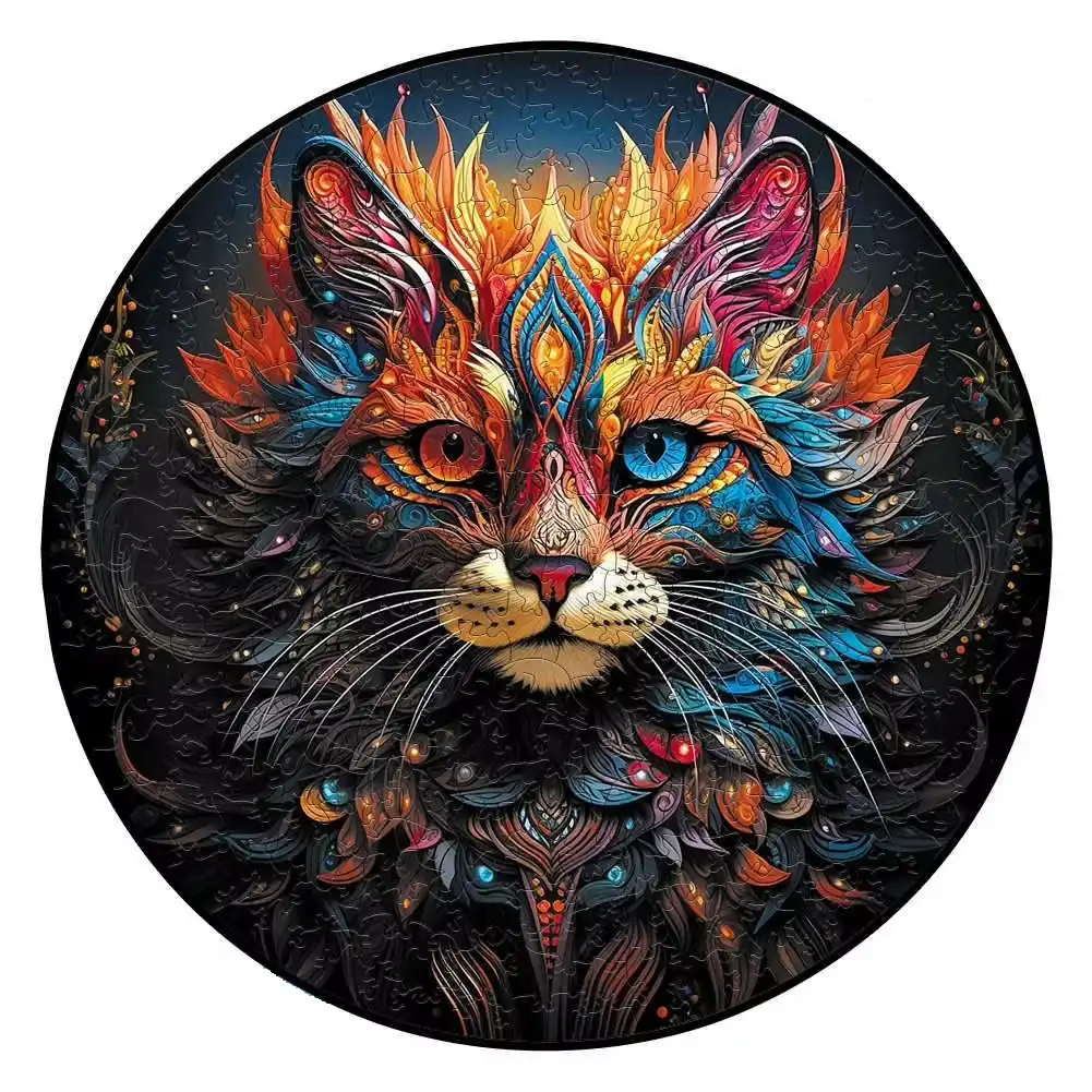 Futuristic Cat Wooden Jigsaw Puzzle