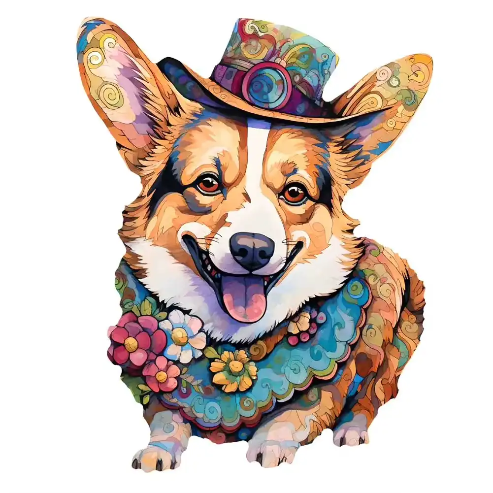 Happy Corgi Wooden Jigsaw Puzzle