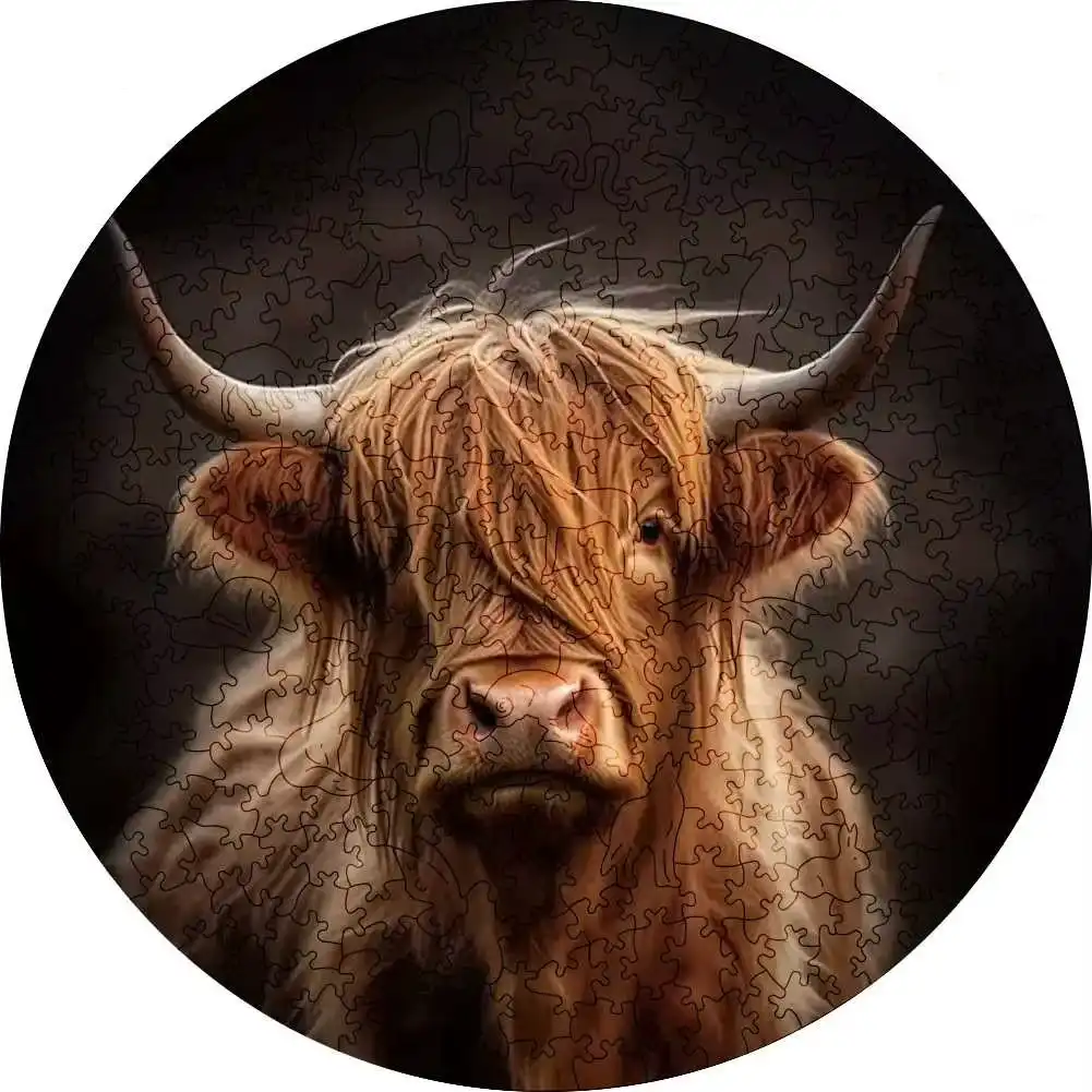 Highland Cow Wooden Jigsaw Puzzle