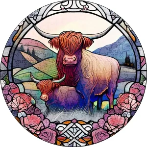 Highland Cows Wooden Jigsaw Puzzle