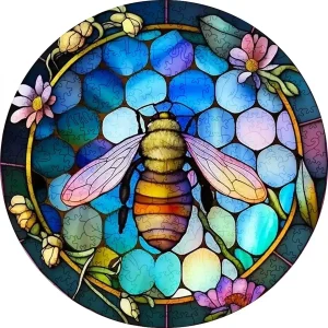 Honeybee Stained Glass Wooden Jigsaw Puzzle