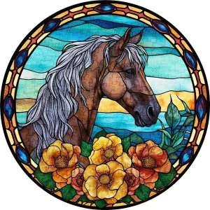Horse And Flowers Wooden Jigsaw Puzzle