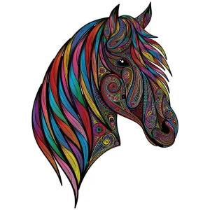 Horse Head-Shaped Wooden Jigsaw Puzzle