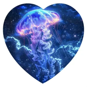 Jellyfish Heart-Shaped Wooden Jigsaw Puzzle