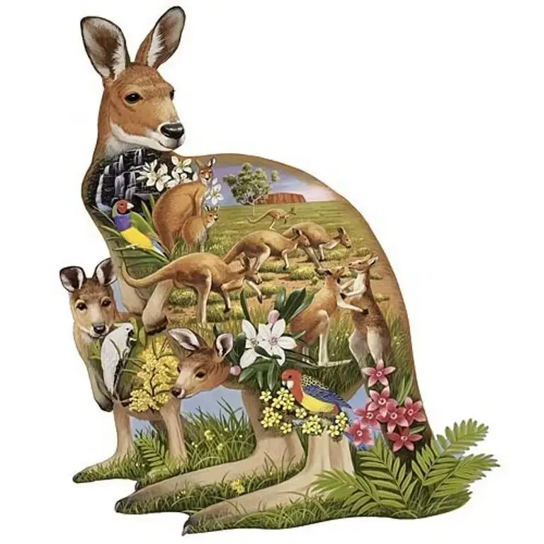 Kangaroo Themed Wooden Jigsaw Puzzle