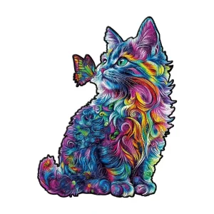 Kitten And Butterfly Wooden Jigsaw Puzzle