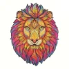 Lion Head-Shaped Wooden Jigsaw Puzzle