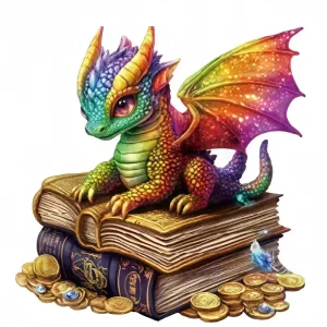 Little Drangon On Magic Book Wooden Jigsaw Puzzle