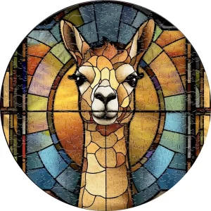 Llama Stained Glass Wooden Jigsaw Puzzle