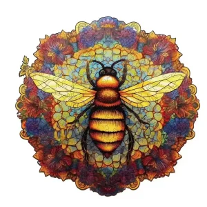 Mandala Bee Wooden Jigsaw Puzzle