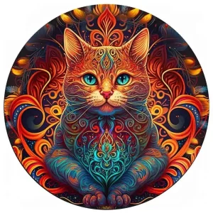 Mandala Cat Wooden Jigsaw Puzzle