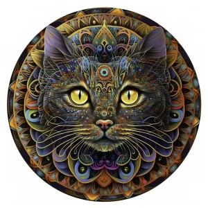 Mandala Cat Wooden Jigsaw Puzzle