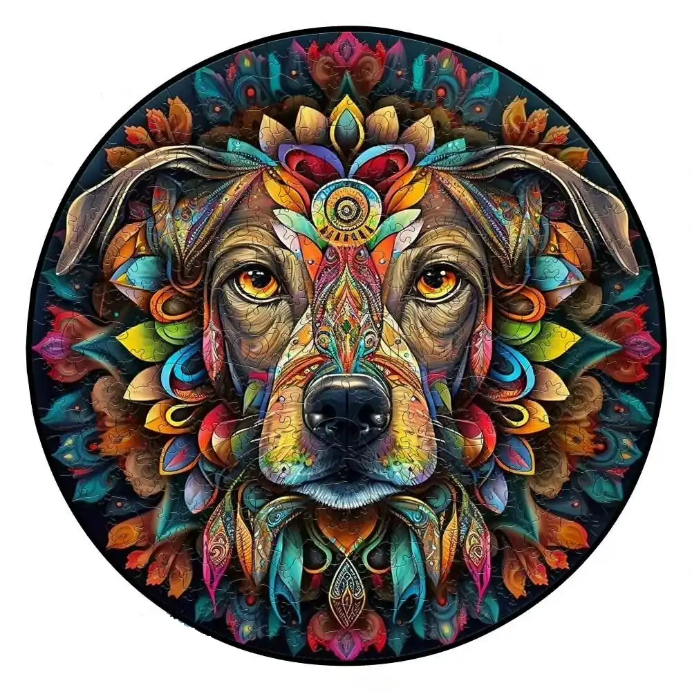 Mandala Dog Wooden Jigsaw Puzzle
