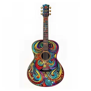 Mandala Guitar Wooden Jigsaw Puzzle
