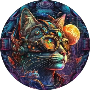 Mechanical Space Cat Wooden Jigsaw Puzzle