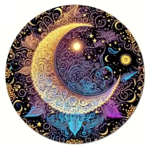Moon Mandala Style Wooden Jigsaw Puzzle
