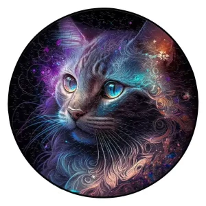 Neon Cat Wooden Jigsaw Puzzle