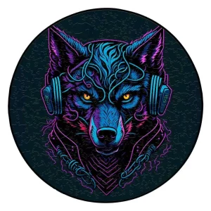 Neon Wolf Wooden Jigsaw Puzzle