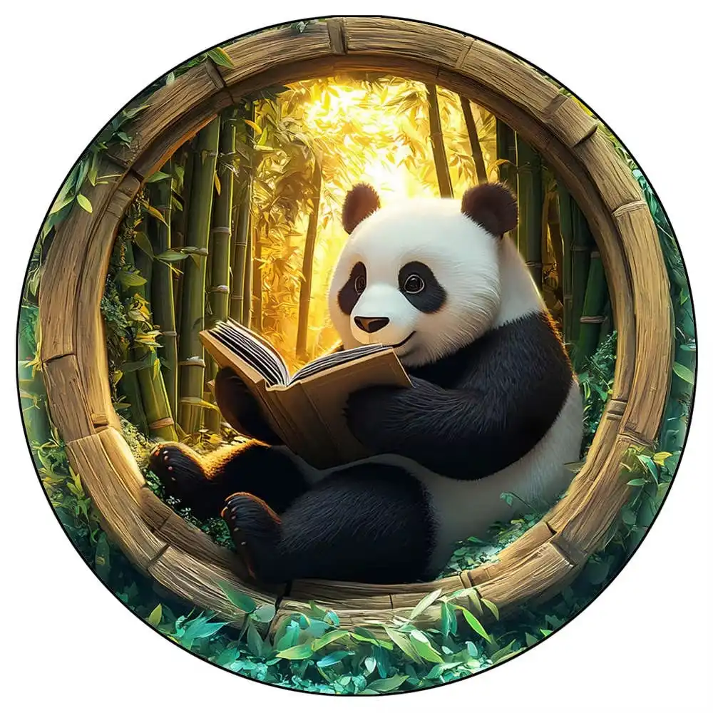 Panda Reading Book Wooden Jigsaw Puzzle