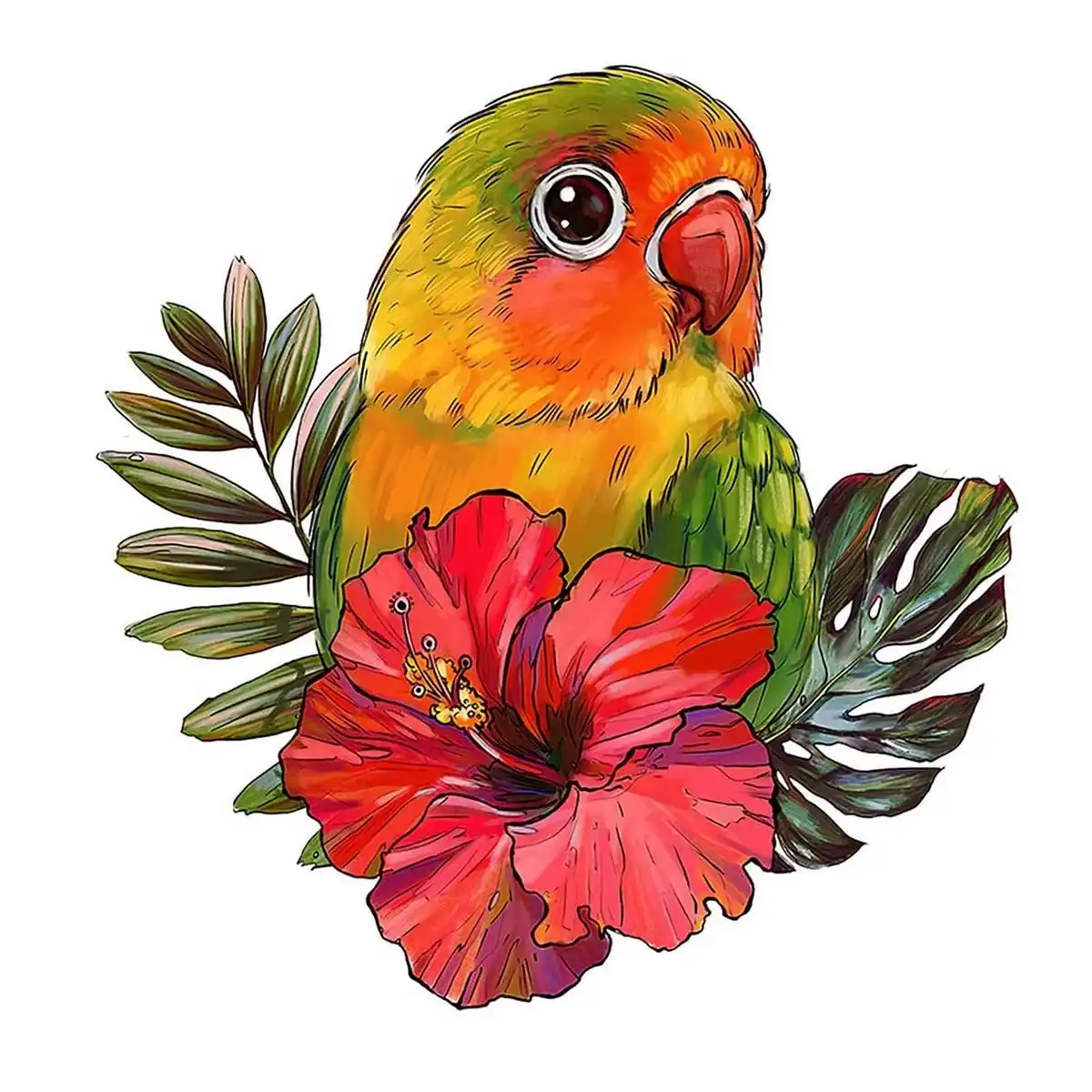 Parrot And Flower Wooden Jigsaw Puzzle