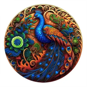 Peackock Themed Wooden Jigsaw Puzzle