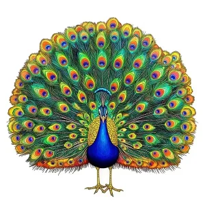Peacock-Shaped Wooden Jigsaw Puzzle