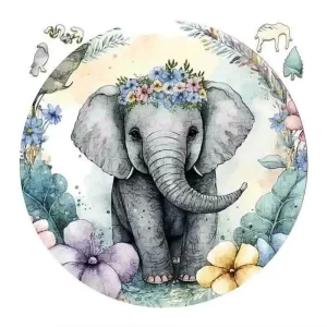 Playful Elephant Wooden Jigsaw Puzzle