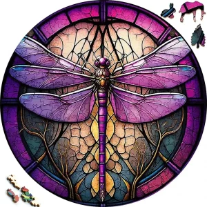 Purple Dragonfly Wooden Jigsaw Puzzle