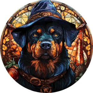 Rottweiler Witch Wooden Jigsaw Puzzle