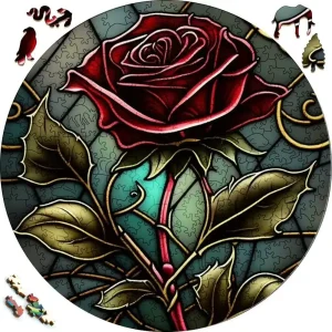 Roze Stained Glass Wooden Jigsaw Puzzle