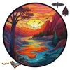 Sunset By The Lake Wooden Jigsaw Puzzle