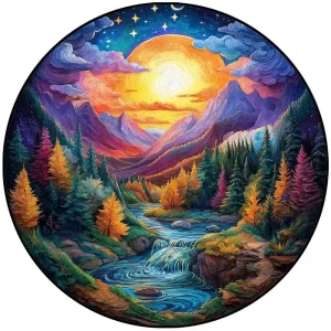 Sunset In The Forest Wooden Jigsaw Puzzle