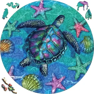 Turtle In The Ocean Wooden Jigsaw Puzzle