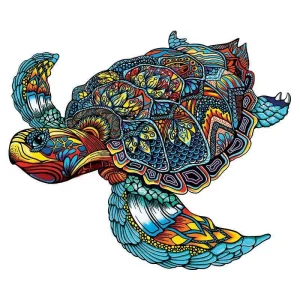 Turtle-Shaped Wooden Jigsaw Puzzle