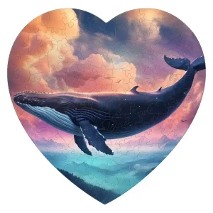 Whale Heart-Shaped Wooden Jigsaw Puzzle