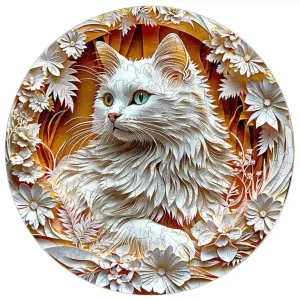 White Cat Wooden Jigsaw Puzzle
