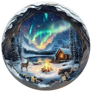 Winter By The Lake Wooden Jigsaw Puzzle