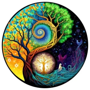 Yin Yang Tree Of Life Wooden Jigsaw Puzzle