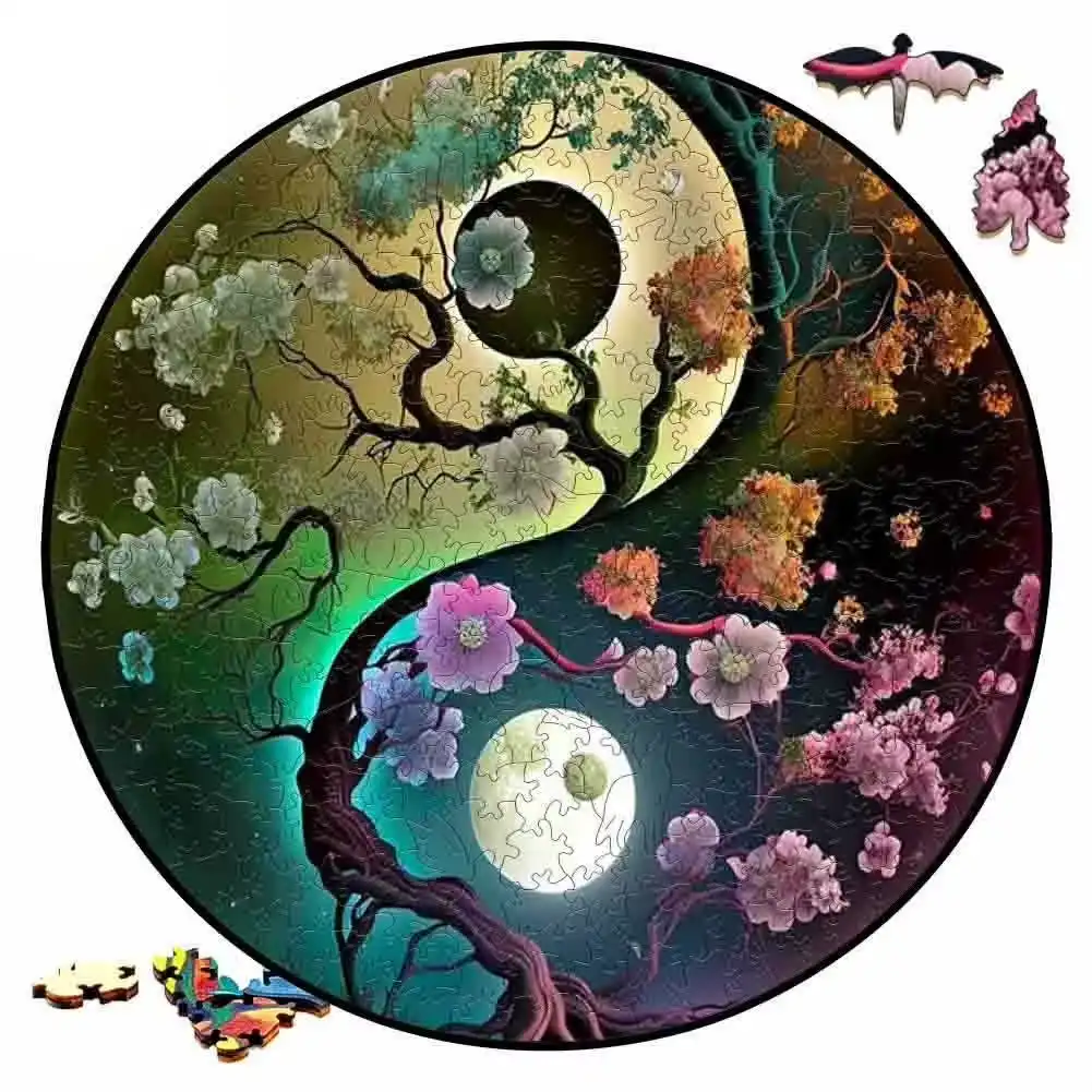 Yin Yang Flowering Wooden Jigsaw Puzzle